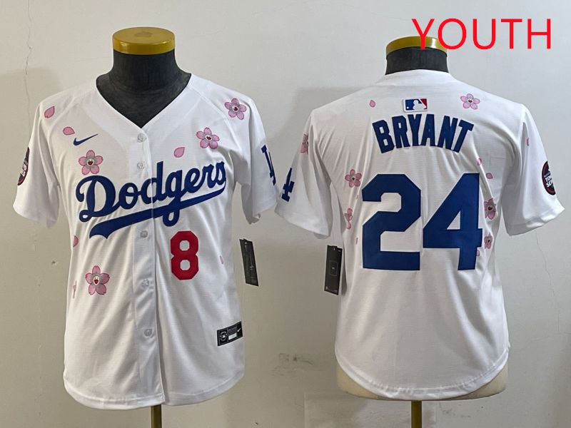 Youth Los Angeles Dodgers #24 Bryant White Sakura Edition 2025 Nike MLB Jersey style 10